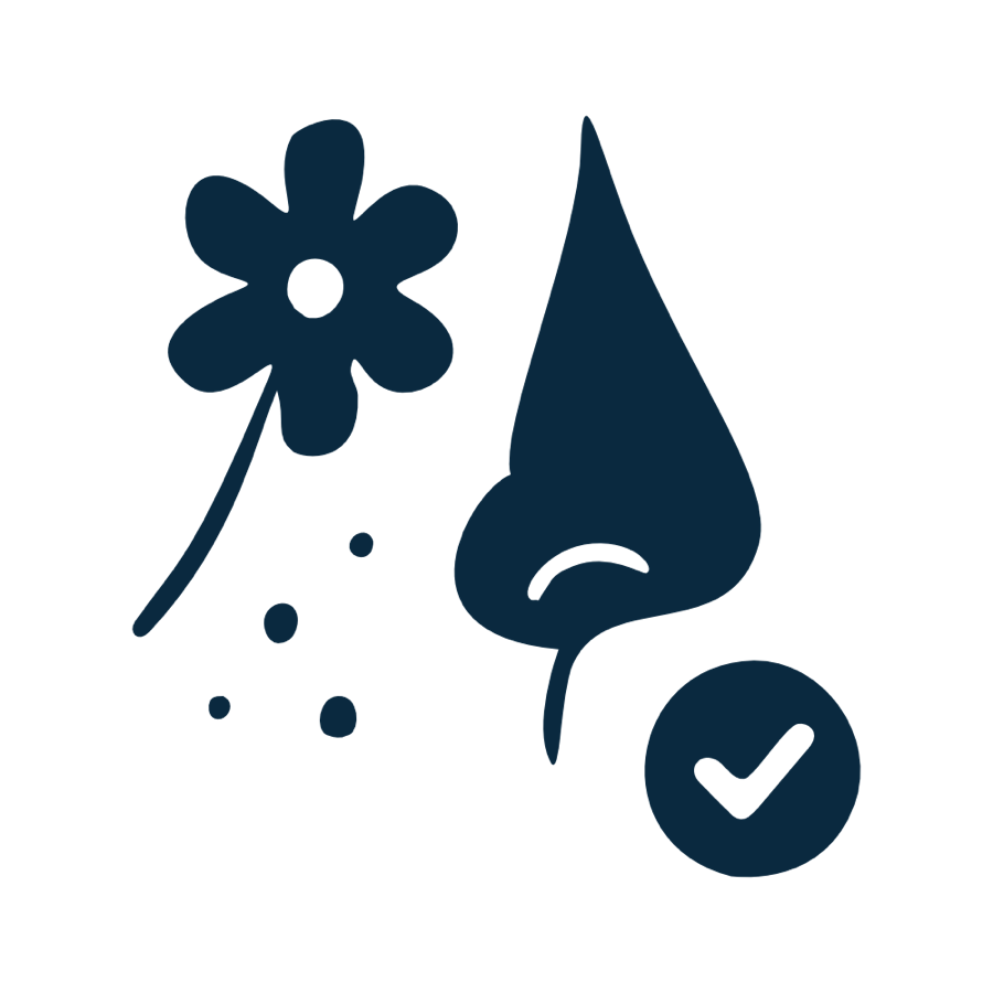 Blume, Nase und H&auml;kchen-Symbol in einem minimalistischen Design.